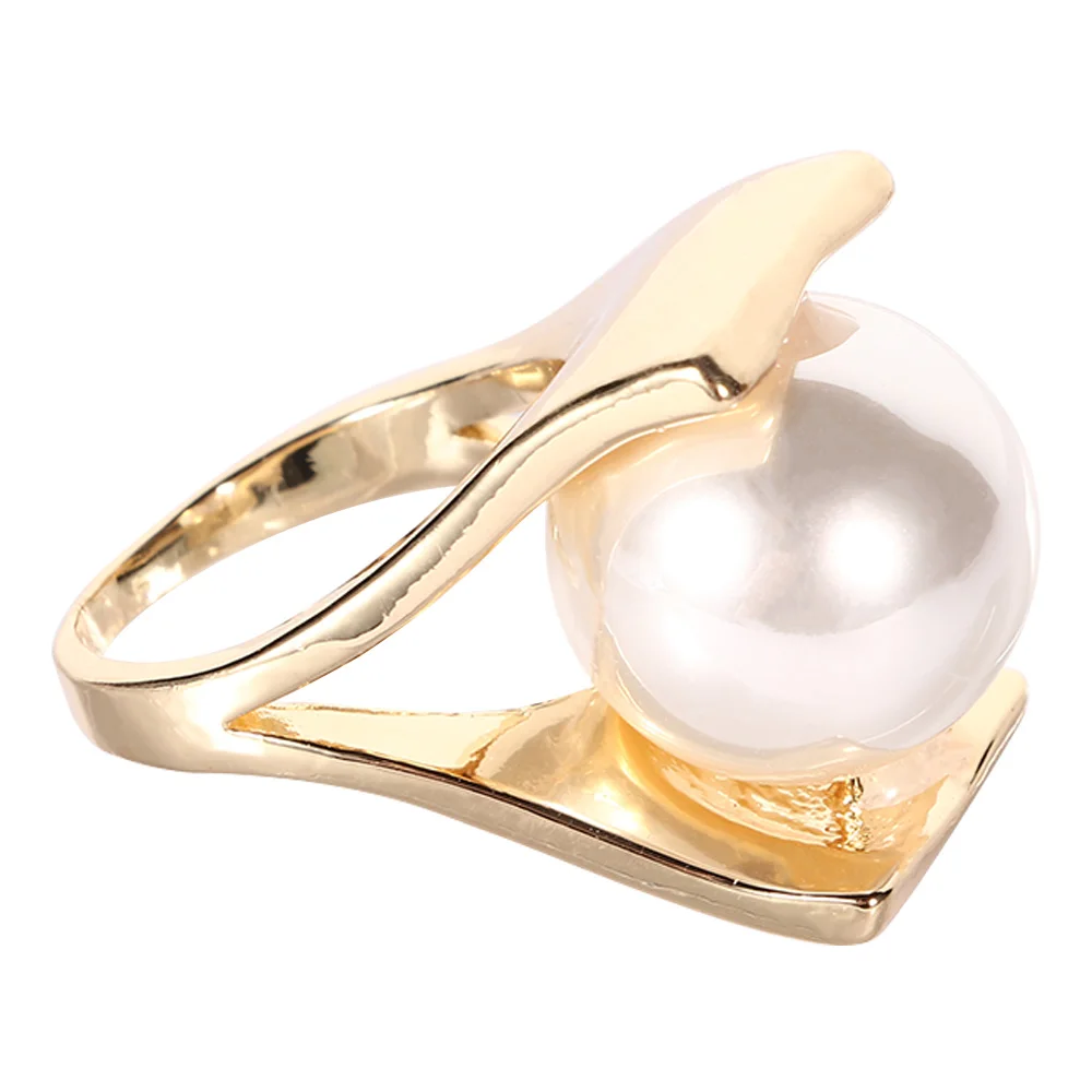 

Gold Large Pearl Ring for Women Fashion personality White Big Pearl Party Rings Jewelry