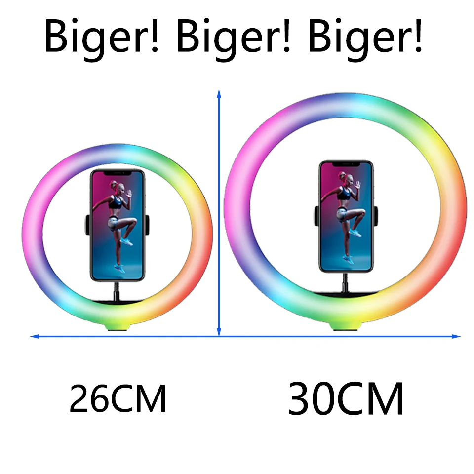 Anel de Luz Lâmpada para Selfie com Suporte Tripé e Suporte para Celular para Vídeo Transmissão ao Vivo Led com Iluminação Youtube Rgb ou no - Image 4
