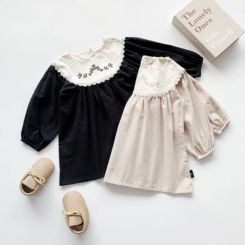 Girls Dress Autumn Children Dresses Palace Style Baby Kids Todder Lace Embroidered Princess Party Dress Girls Dress
