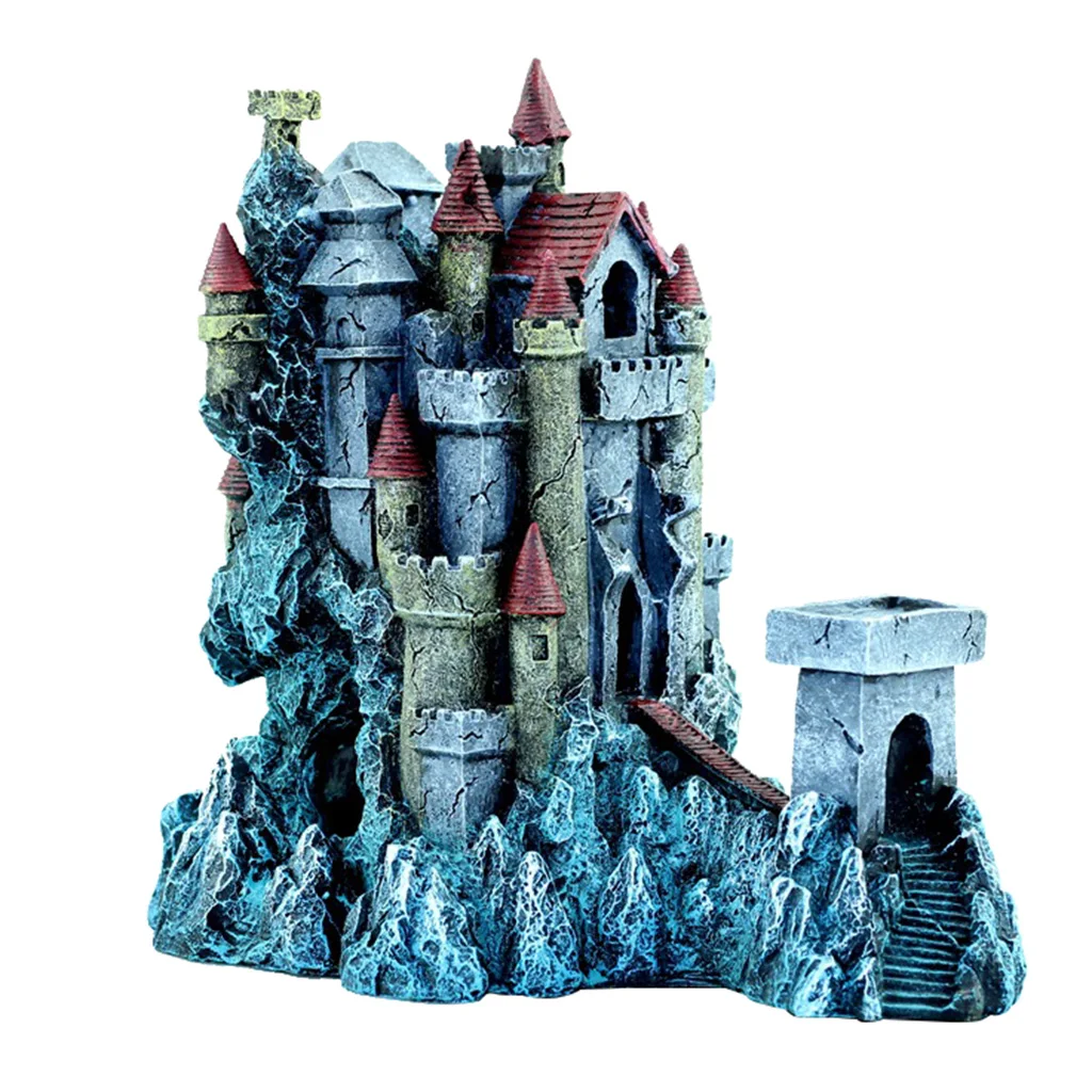 Resin Castle Aquarium Decorations - 22x16x21cm/8.66x6.3x8.27inch