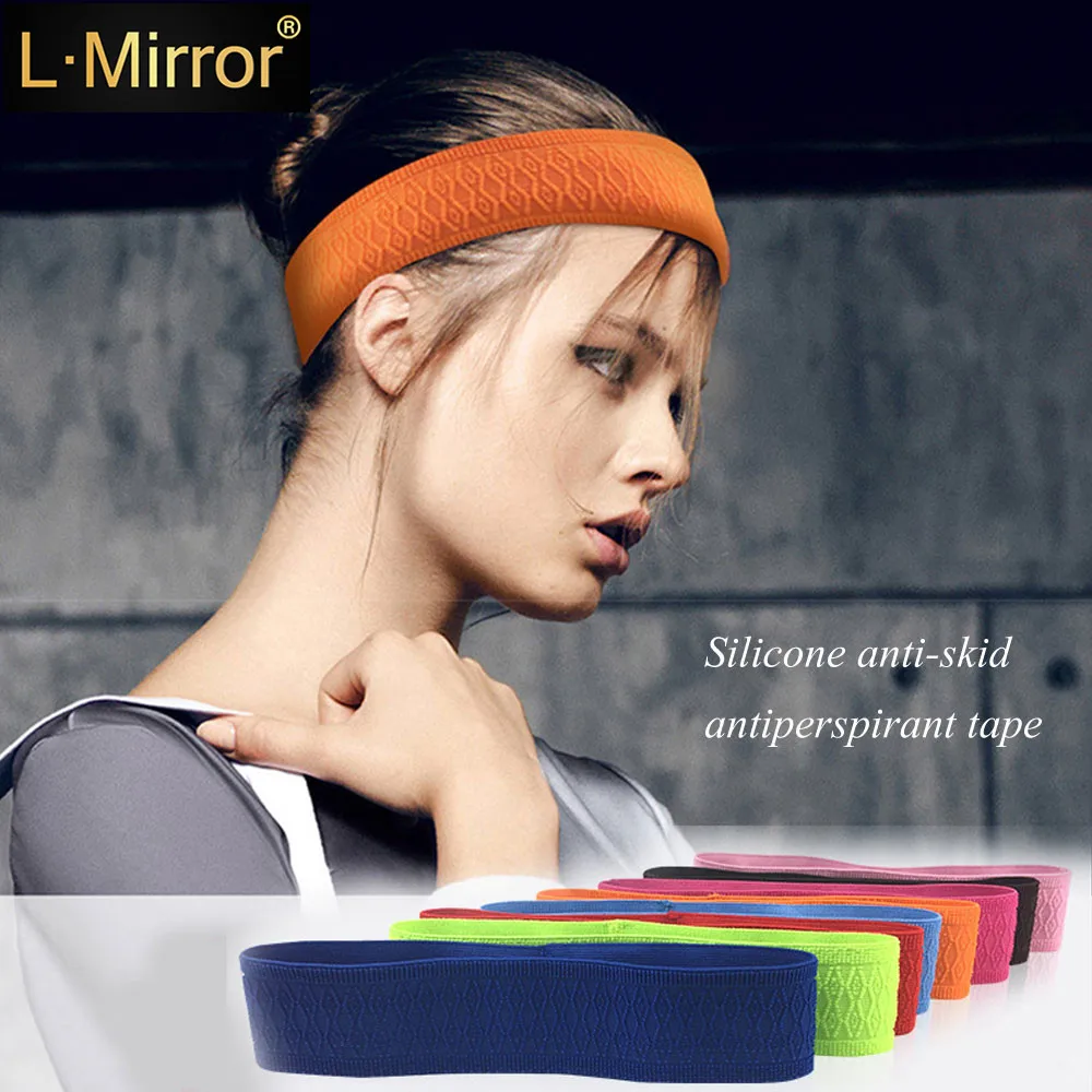 

L.Mirror Outdoor Sports Headband Silicone Antiskid Sweat Absorption Running Tennis Riding Dance Yoga Gym Fitness Workout Travel