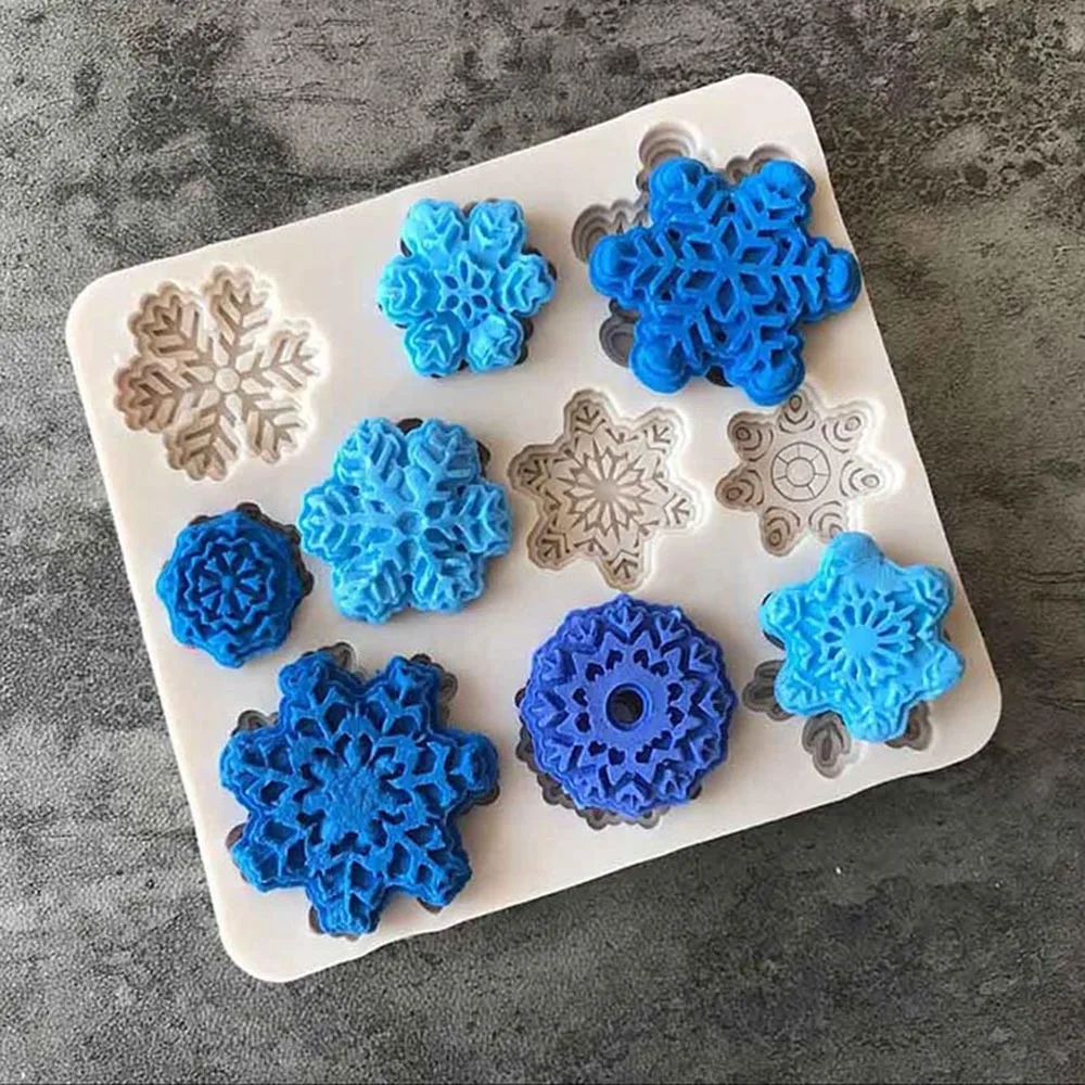 

1PCS Forms DIY Silicone Baking Cake Molds Silicone Snow Fondant Mold Sugar Craft Cake Tool Snowflake Shape Cake Mold