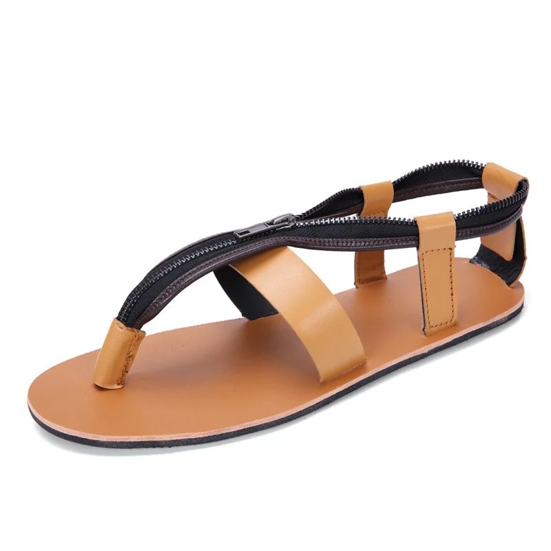 High Quality Men Sandals Leather England Style Male Beach Sandals Cow Leather Men Slippers Shoes