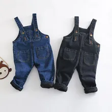 Рост 80-100 см, новинка года, зимний теплый флисовый джинсовый комбинезон для мальчиков джинсы для девочек джинсовый комбинезон для маленьких мальчиков