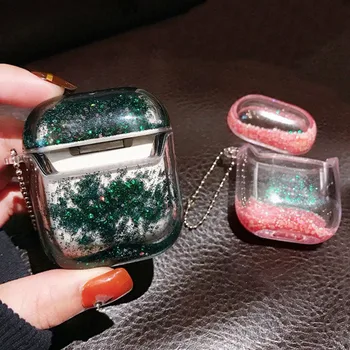

Quicksand Earphone Case For Apple Airpods 2 1 Air Pods Glitter Sequins Headphone Headset Cover AirPod Protector Shell