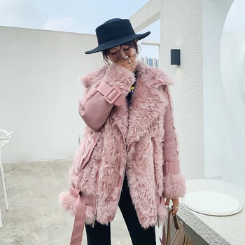 

Natural Sheep Fur Coat Women Genuine Leather Real Fur Jacket Double-faced Fur Luxury Shearling Winter Coat Women SGT-8012 YY1752