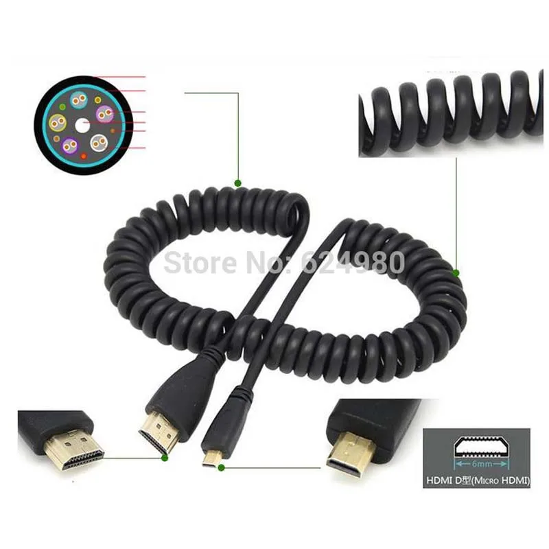 Высокоплотный скоростной выдвижной пружинный micro hdmi Провод Золотой HD разъем