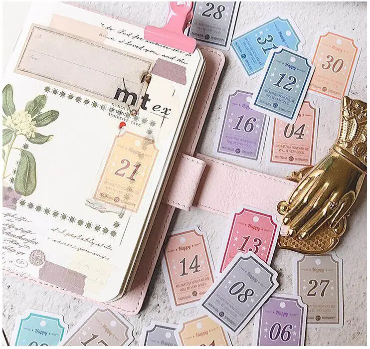 

vintage monthly planner sticker paper label seal decorative sticker traveler's journal mini sticker pack