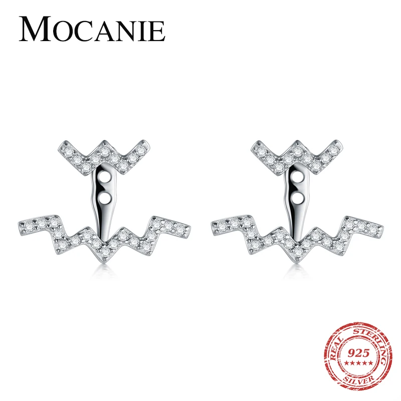 Женские сережки гвоздики Mocanie из настоящего 925 пробы серебристого цвета