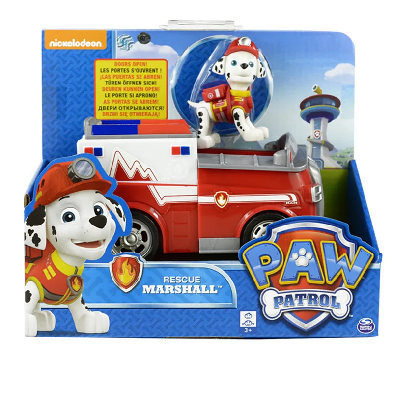 Marshall2 box Подлинный Игрушечный Набор Paw Patrol игрушечный автомобиль Эверест Аполлон трекер Райдер Скай прокрутка фигурка аниме модель детские игрушки - Цвет: Marshall2 box
