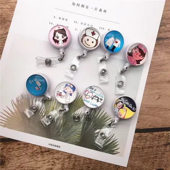 

Cute Nurse Retractable Badge Holder Clip ID Name Card Badge Reel Carabiner Clip Office Employee Name Badge