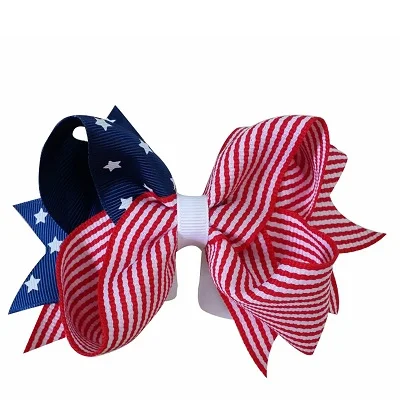 Adogirl красивые кленовые листья HairBow ручной работы маленькие звезды печатные заколки национальный флаг цвет Бутик Аксессуары для волос - Цвет: style 3