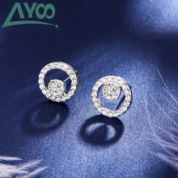 

AYOO high quality SWA new simple charm round crystal concentric women stud earring jewelry for women, gift for girlfriend