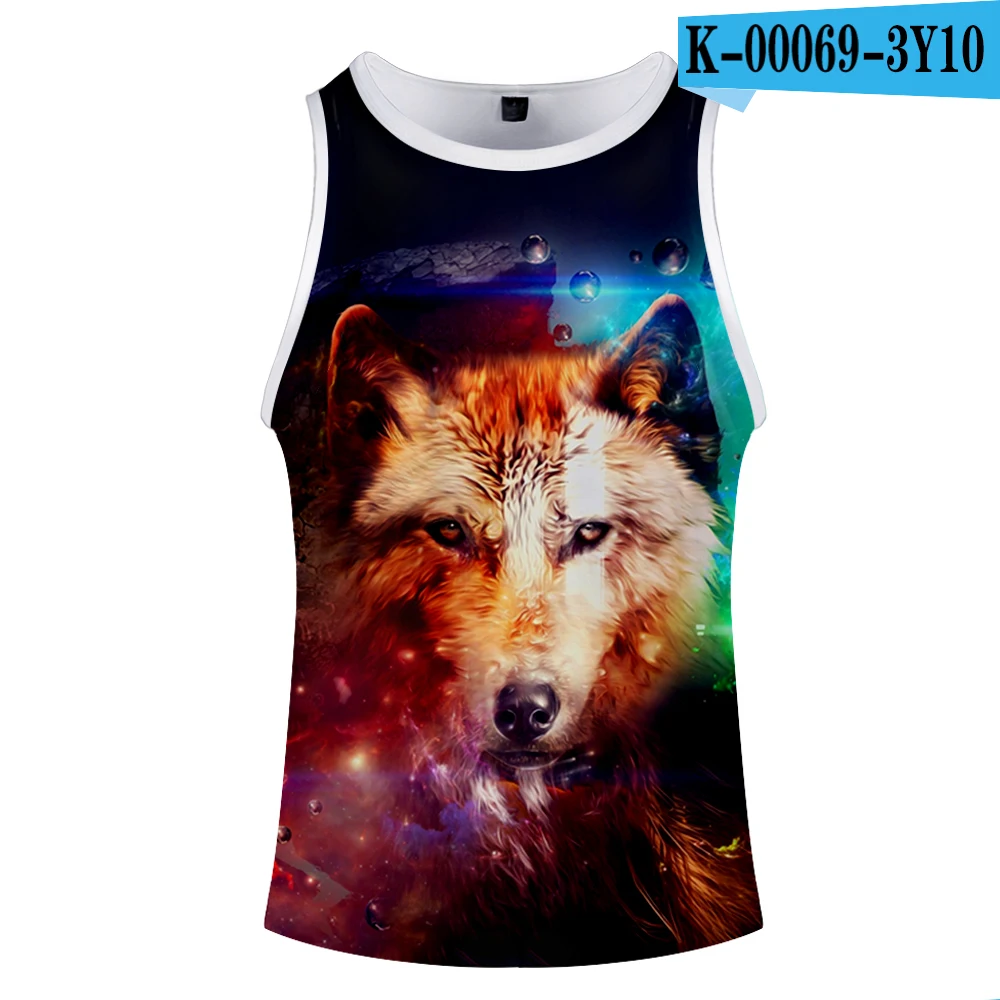 Kawaii Galaxy Wolf майка с 3D принтом модная баскетбольная хипстерская удобная летняя майка с круглым вырезом без рукавов для мужчин/женщин - Цвет: C