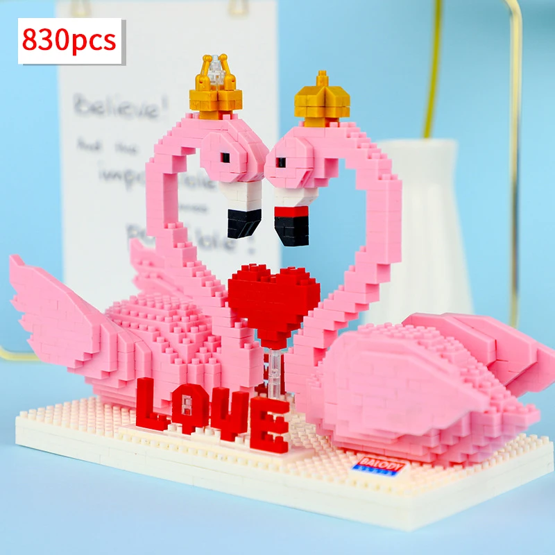 Flamingo 830 шт Фламинго Лебедь строительные блоки модель животные DIY Алмаз Мини частицы собрать развивающие игрушки подарки для детей - Цвет: Flamingo