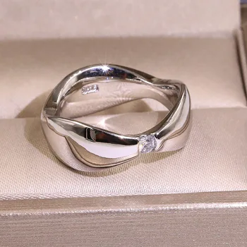 

Luxury Female Zircon Stone Ring Unique Style Crystal silver color Wedding Ring Promise Engagement Ring For Women