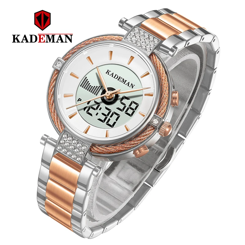 9080 Kademan Новое поступление женские часы LCD двойной дисплей элегантный топ