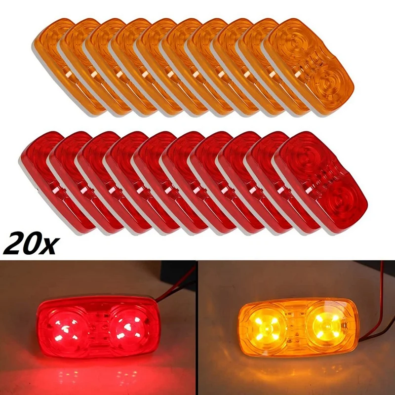 20X Yellow+Red Led Camper Exterior Lights RV Trailer Marker Lights