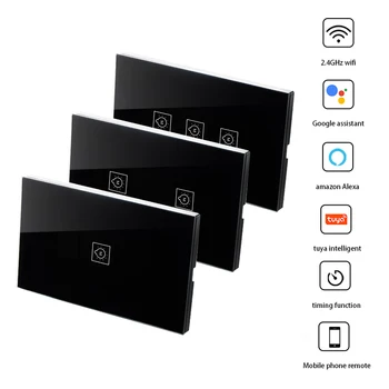

wifi smart light switch wireless control Electronic wall switches tempered glass touch panel work with alexa google 1/2/3 gang