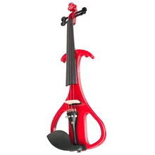Скрипка 4/4 электрическая скрипка, черное дерево, красный, с чемоданом, подлокотником, бантом, канифолью, наушниками и т. Д