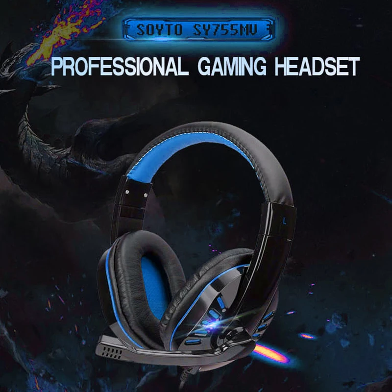 POHIKS 1pc Wired E sports Gaming Headset Luminous Surround Sound Headphone With Mic For PC PS4 Xbox One