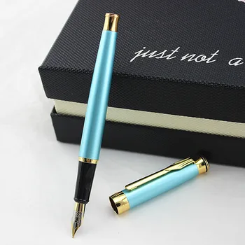 

Luxury classic metal Fountain Pen Sky blue Ink Canetas For Calligraphy Writing Gift Office School Supplies Stationery
