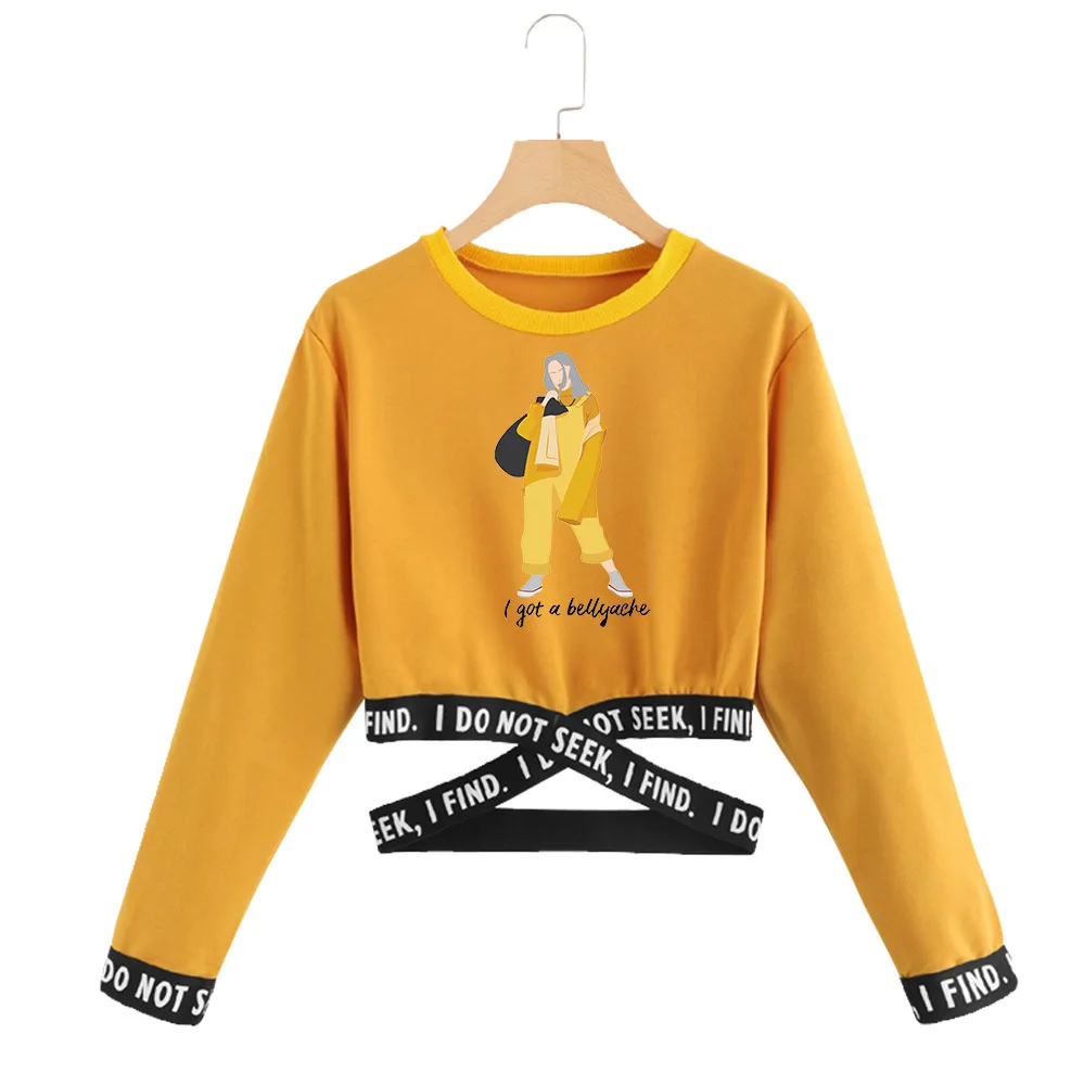 Billie Eilish уличная модная толстовка с капюшоном для женщин и мужчин, пуловер с капюшоном и длинным рукавом, Спортивная Толстовка в стиле хип-хоп, одежда для девочек, Топ - Цвет: yellow - style 14