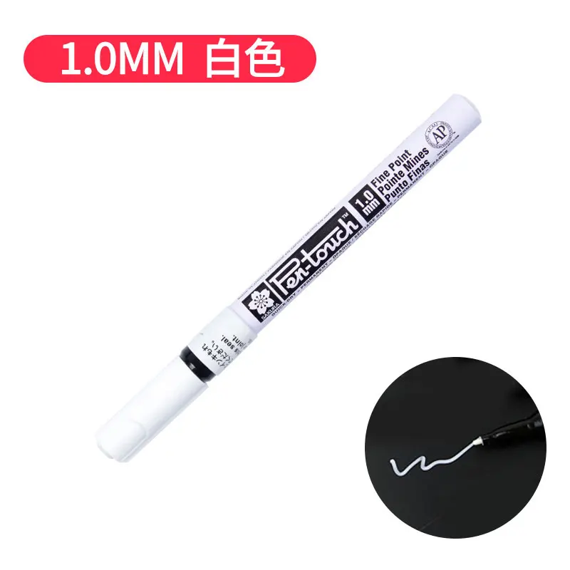 1mm white 1pcs Маркер для краски Sakura, блестящий белый/Золотой/Серебряный, маркеры для шин, водонепроницаемые, не выцветшие, ручка для подписи, 1 шт - Цвет: 1mm white 1pcs
