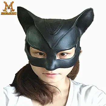

Molezu Halloween Sexy Black Catwoman Batman Mask Half Face Latex Mask Costume Accessory Carnival Dressing Dance