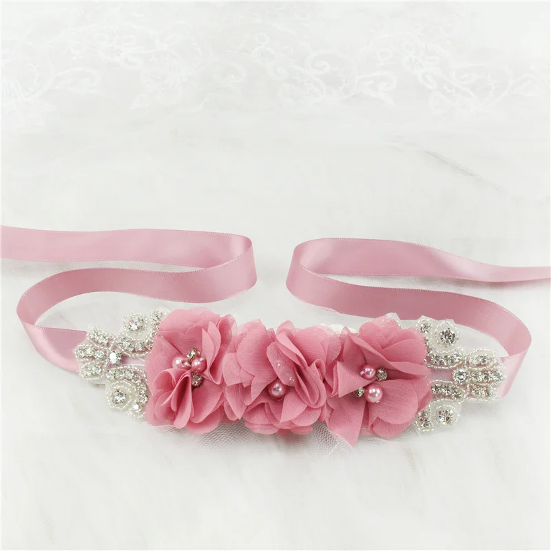 Silver Rhinestones Bridal Belt Flower Wedding Dress Sash For Bridesmaid Dress bridal waistband bridal dress decoration