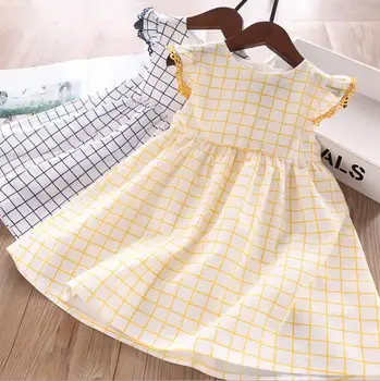 

2020 Korea style girls plaid dress fashion cotton summer girls dresses 2-8 years HO295
