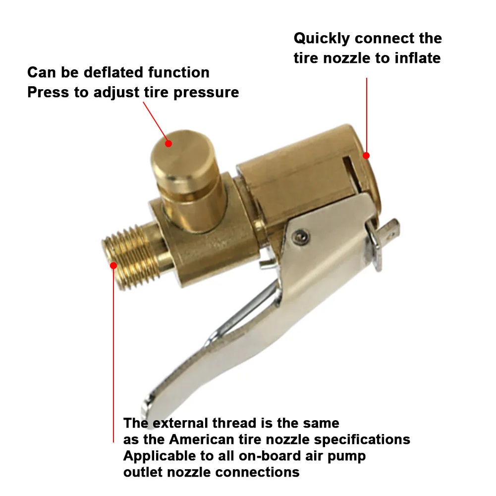Clip-on Adapter Car Brass 8mm Tyre Wheel Valve Portable Inflatable Pump for Car Tire Air Chuck Inflator Pump Valve Connector