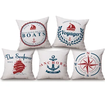 

Nautical Anchor Pillowcase Compass Cushion Cover Sailor Cushion Cover Linen Cushion Cover Mediterranean Cushion Cover home decor