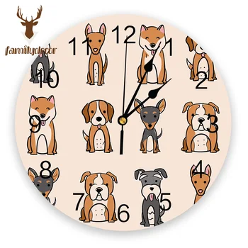 

Smile Puggy Cartoon Cute PVC Wall Clock Modern Design Home Decor Bedroom Silent Oclock Watch Wall For Living Room