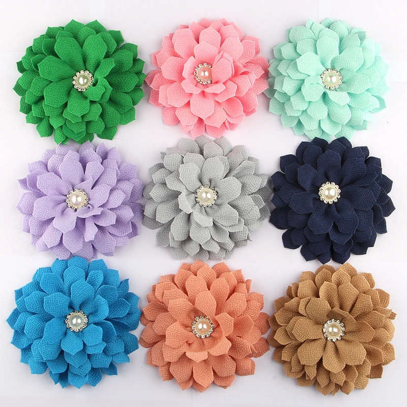 5 шт., 10,5 см, 4,2 дюйма,, большой цветок, волнистые волосы, цветы с жемчугом, стразы для детей, аксессуары для волос для девочек
