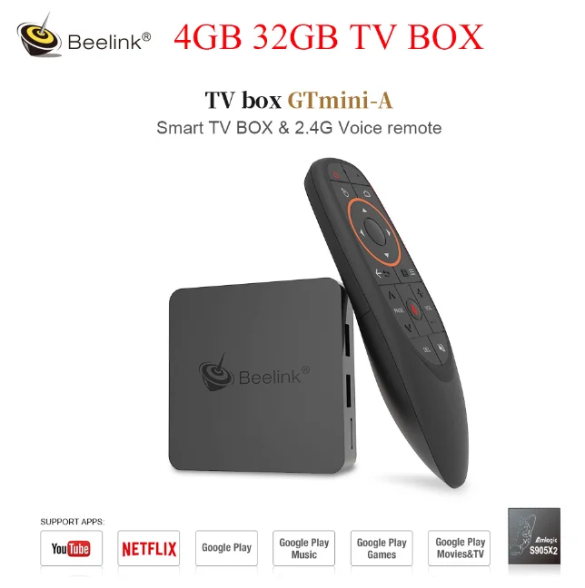 Beelink GTmini-Android 8,1 Smart tv Box 4K Amlogic S905X2 4 Гб 64 Гб 2,4 г+ 5,8 Г WiFi 1000 Мбит/с BT4.0 H.265 HDR10 2,4 г голосовой пульт дистанционного управления - Цвет: 4GB RAM 32GB ROM