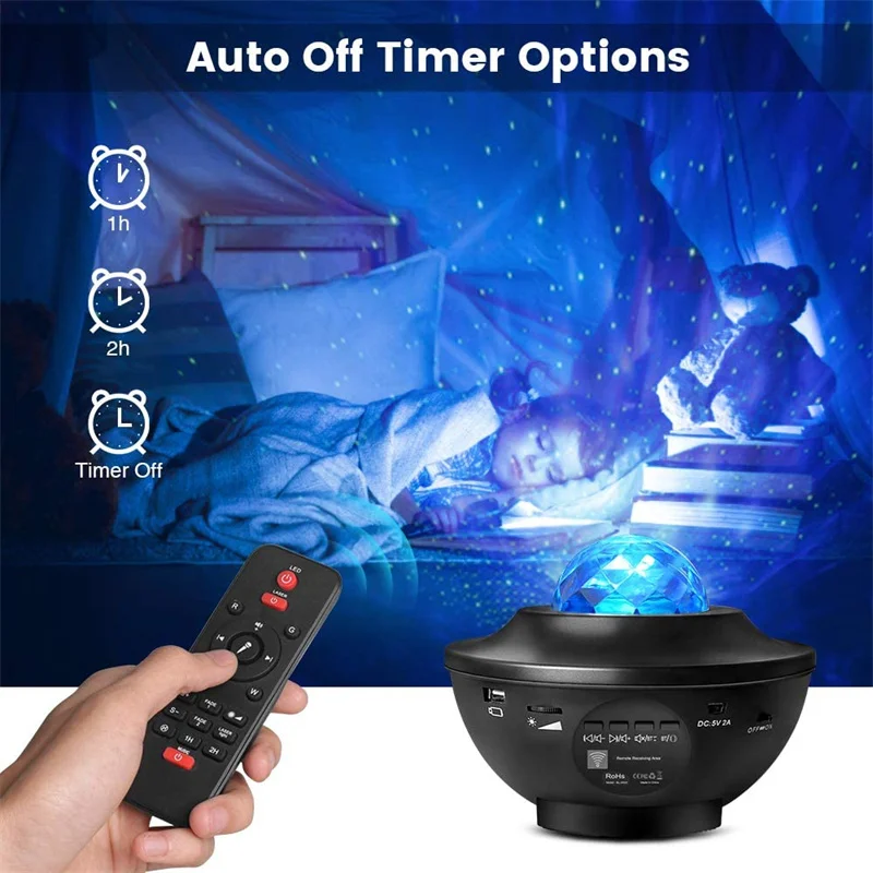 Projecteur LED avec télécommande et lecteur de musique USB, luminaire  décoratif d'intérieur, idéal pour la chambre à coucher, la galaxie, les  vagues de l'océan - AliExpress