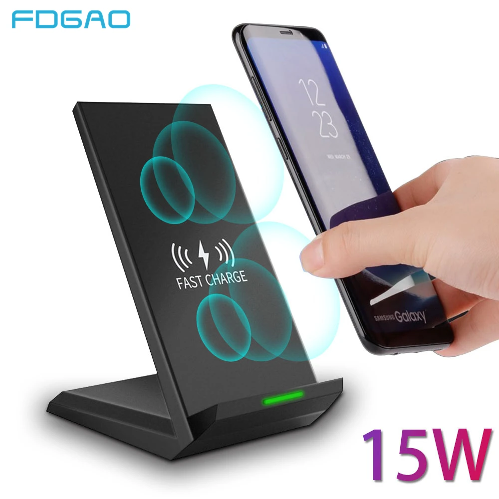 FDGAO 15 Вт Qi Беспроводное зарядное устройство Quick Charge 3,0 зарядная подставка для iPhone 11 Pro X XS MAX XR samsung S10 S9 с 2 катушками держатель для зарядки