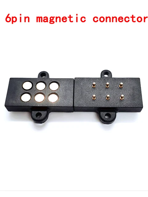 6pin magnetic connector Spring Loaded Magnetic Pogo Pin 6 Positions Magnets PCB Solder Male Female Probe With mounting holes 6pin male-female