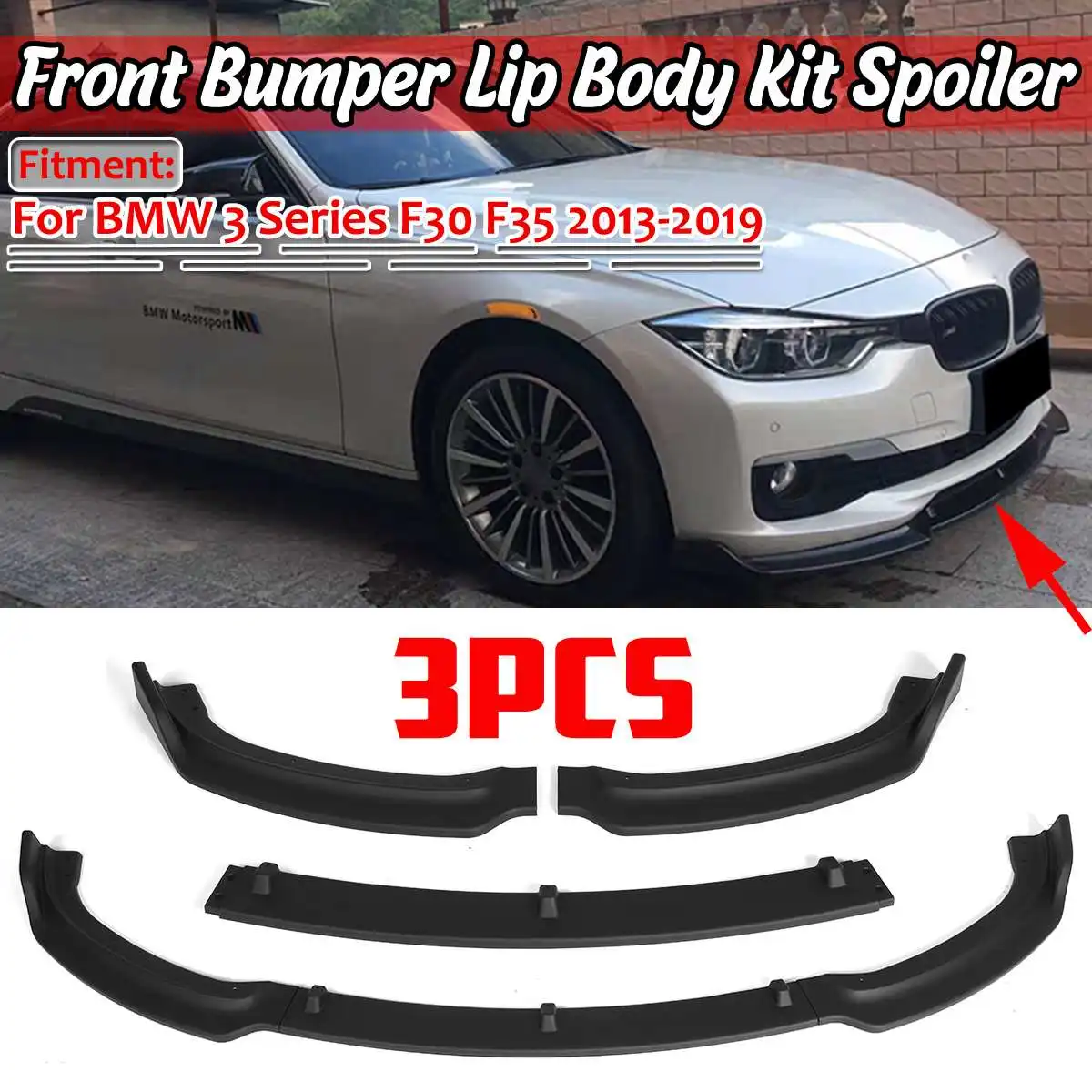 Дефлектор для переднего бампера BMW 3 серии F30 F35 2013-2019 шт. черный/углеродное волокно