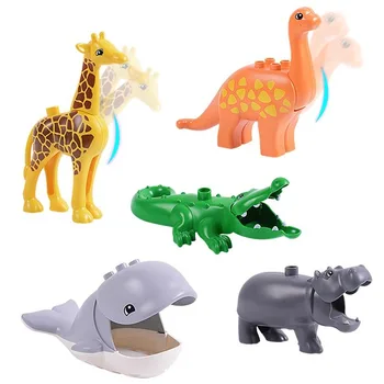 

Figures Animals Series big building blocks black cat dog lion and Tiger elephant with toys for childrens kids gift