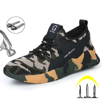 

Camouflage Work Safety Boot Male Shoes Adult Safety Shoes Men Steel Toe Working Shoes For Men Indestructible Shoes Work Sneakers