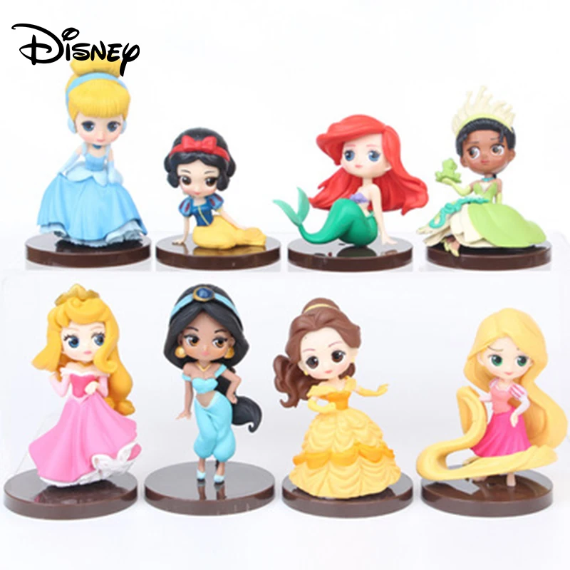 

Disney 8PCS/Set Mermaid Princess Cute Girl Gift Cake Decoration Car Decoration Anime Hand Doll
