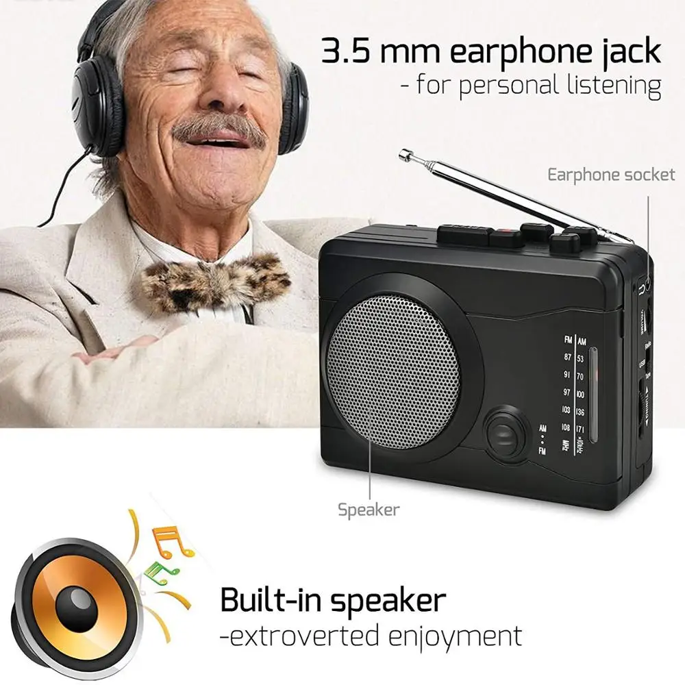 Личная лента Walkman и диктофон для преобразования кассеты в MP3 через USB цифровое