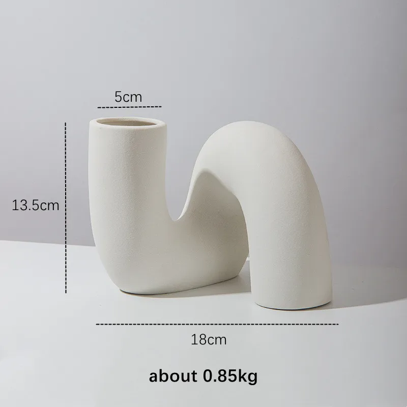 Nordic Style Ceramic Vase, Modern Art Flower Arrangement Pot Ornaments, Living Room Decor Desk Office, Interior Home Decoration 4