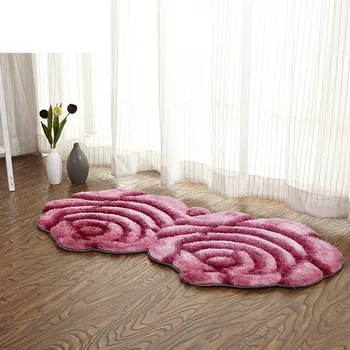 

New Creative Flower Shaped Rug 3D Double Rose Carpets For Decorate Living Room Bedroom Delicate Home Decor Cushion X3907