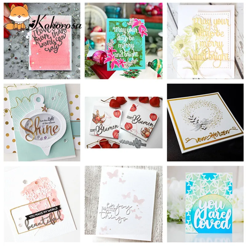 

Kokorosa Wishes Words Metal Cutting Dies Scrapbooking Blessing Letter for DIY Paper Cards Decoration Embossing Crafts Die Cuts