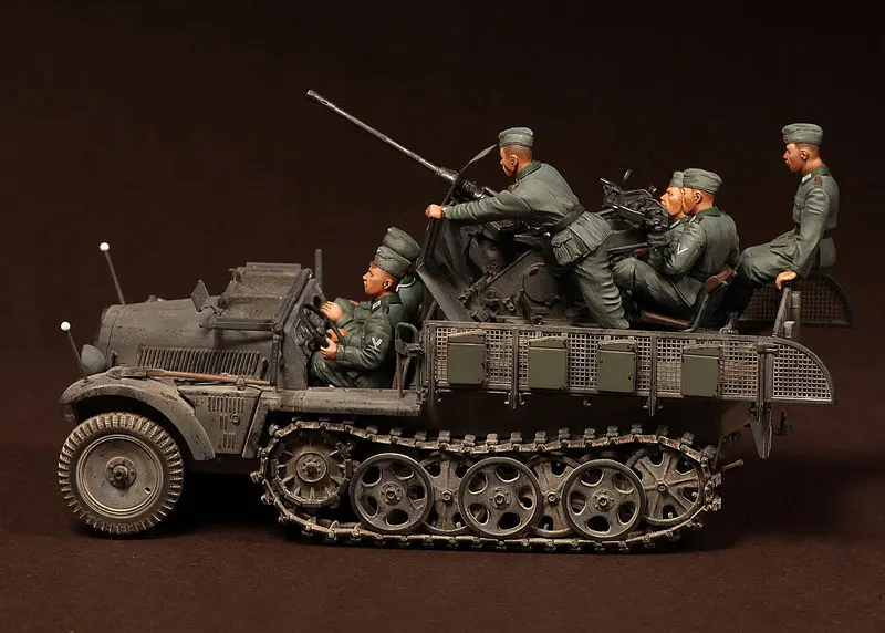 1/35 масштаб немецких гусеничных ПВО 6 солдат без транспортных средств миниатюрные сборки статические GK смолы модели наборы