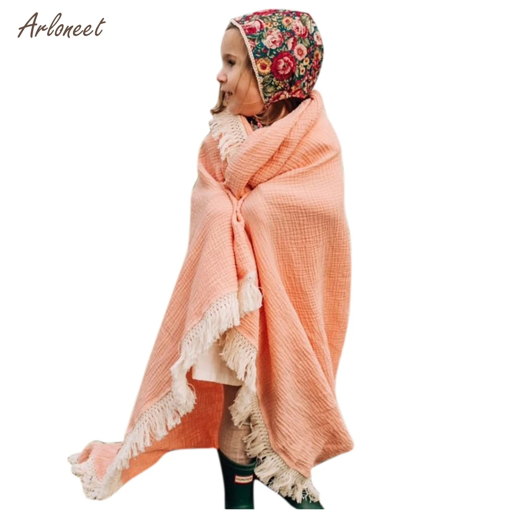 

2019 Cotton Newborn Baby Blanket Muslin Cotton Newborn Solid Tassel Baby Swaddle Blanket Receiving Blanket Swaddle Wrap Blankets
