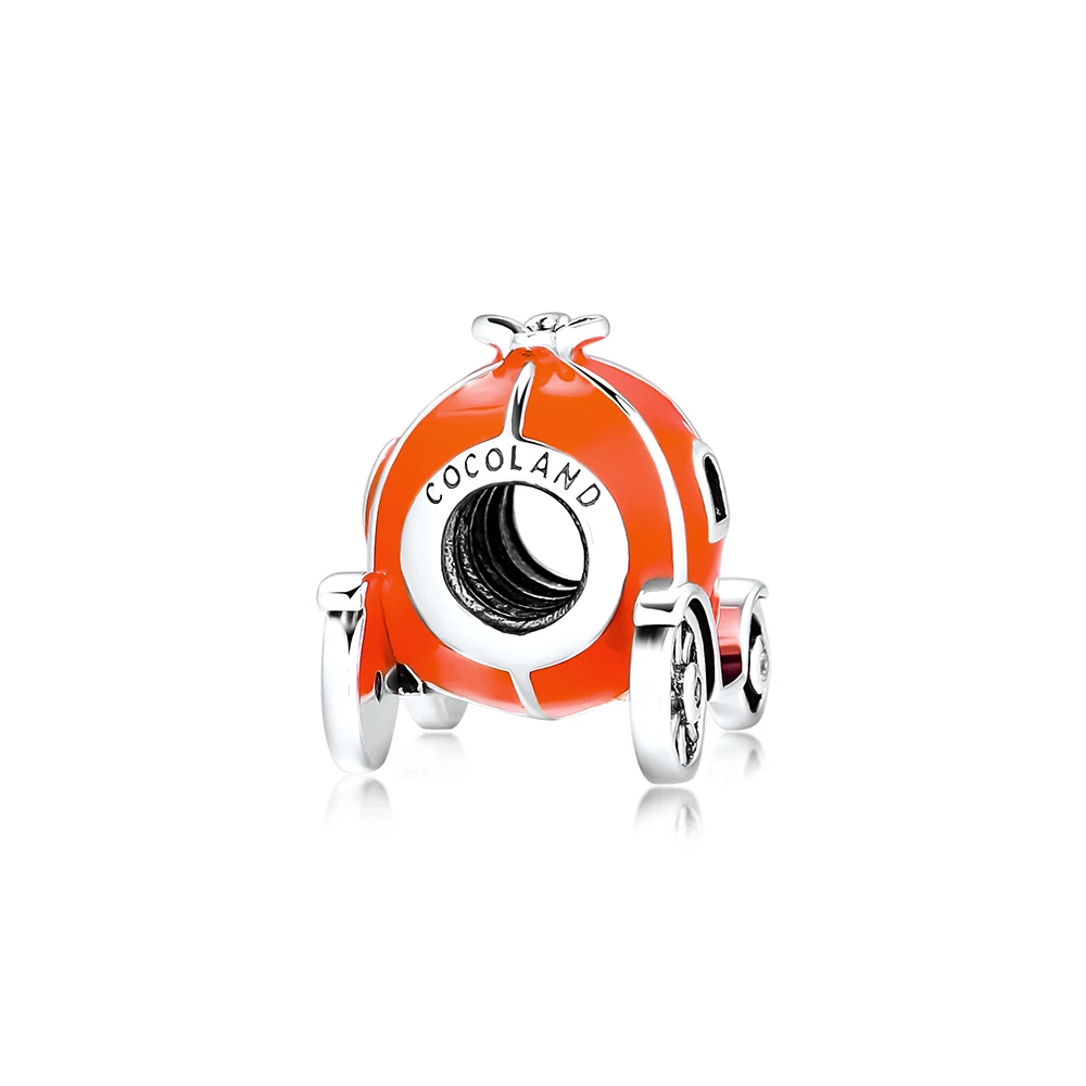 Подходит для браслетов Pandora Charms Pave Гранада бусины с оранжевой эмалью 925 пробы-серебро-ювелирные изделия